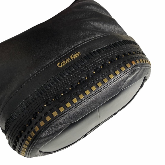 Calvin Klein Leather Studded Hobo Shoulder Bag - Picture 10 of 15